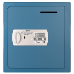 Caja fuerte con buzón Olle S803LEL (llave + electrónica) sobreponer. Ranura de ingreso en puerta.