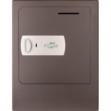 Caja fuerte con buzón y zócalo Olle S1005LL (con cerradura de llave) sobreponer. Ranura de ingreso en puerta