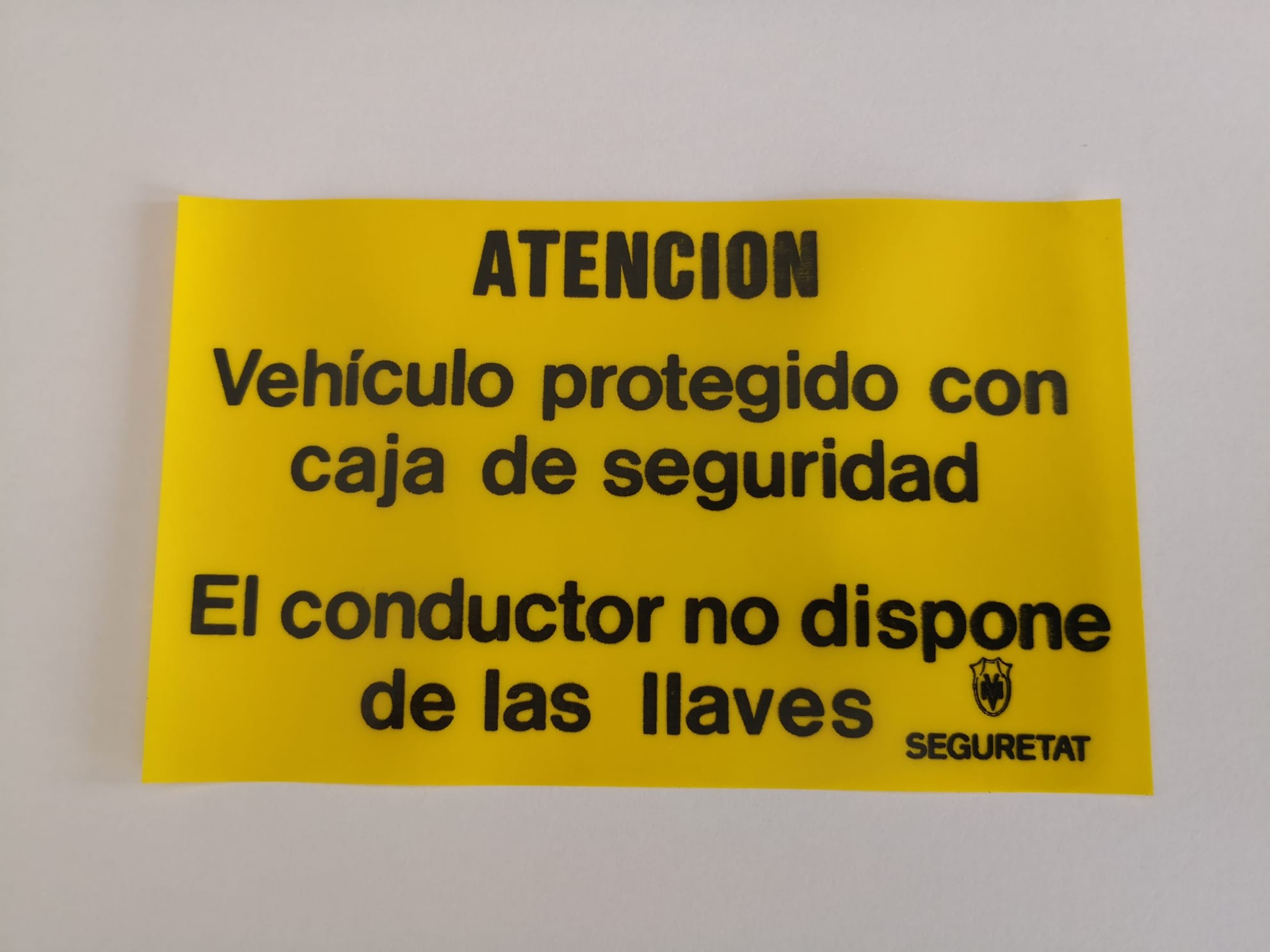 AVISO PARA VEHICULO CAJA FUERTE RETARDADA