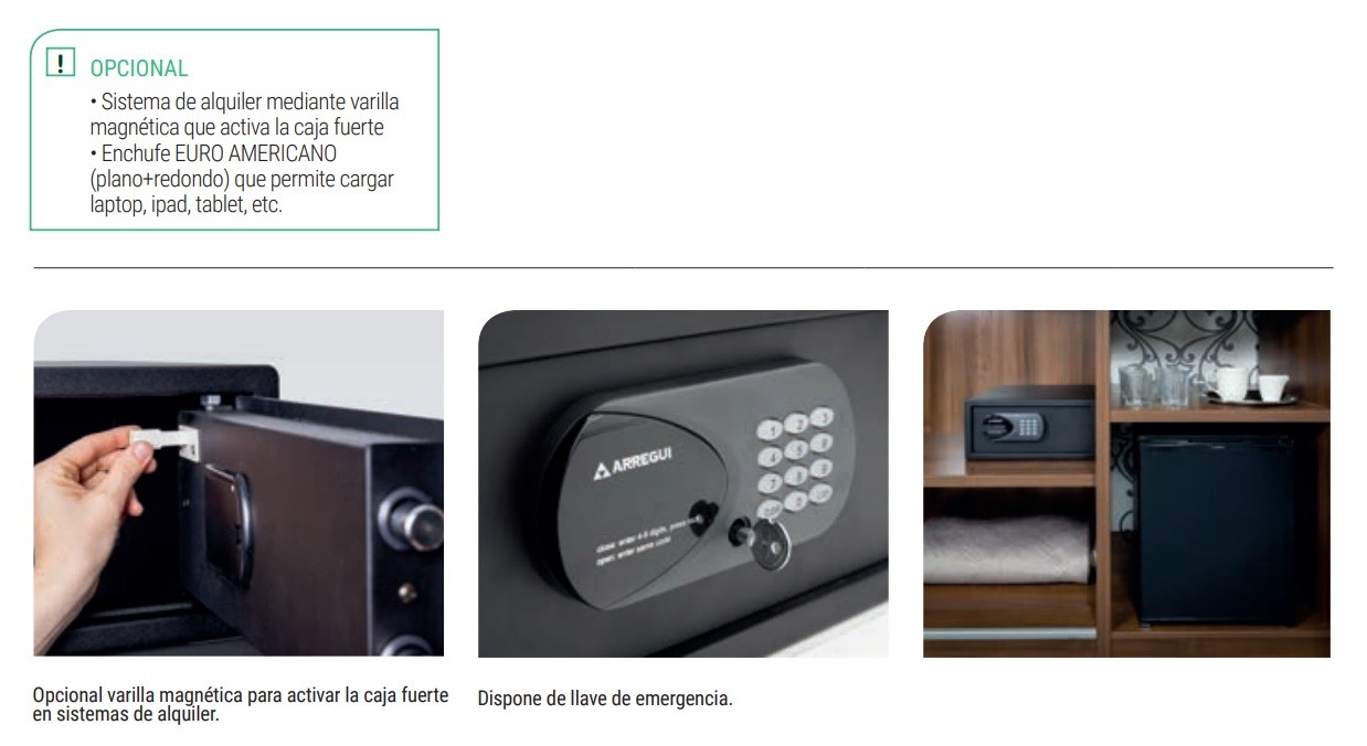 ARREGUI TRAVEL CAJA FUERTE HOTEL 51300 S3B 5 ACCESORIOS CAJA FUERTE HOTEL ARREGUI TRAVEL PARA PORTATILES PEQUEÑOS