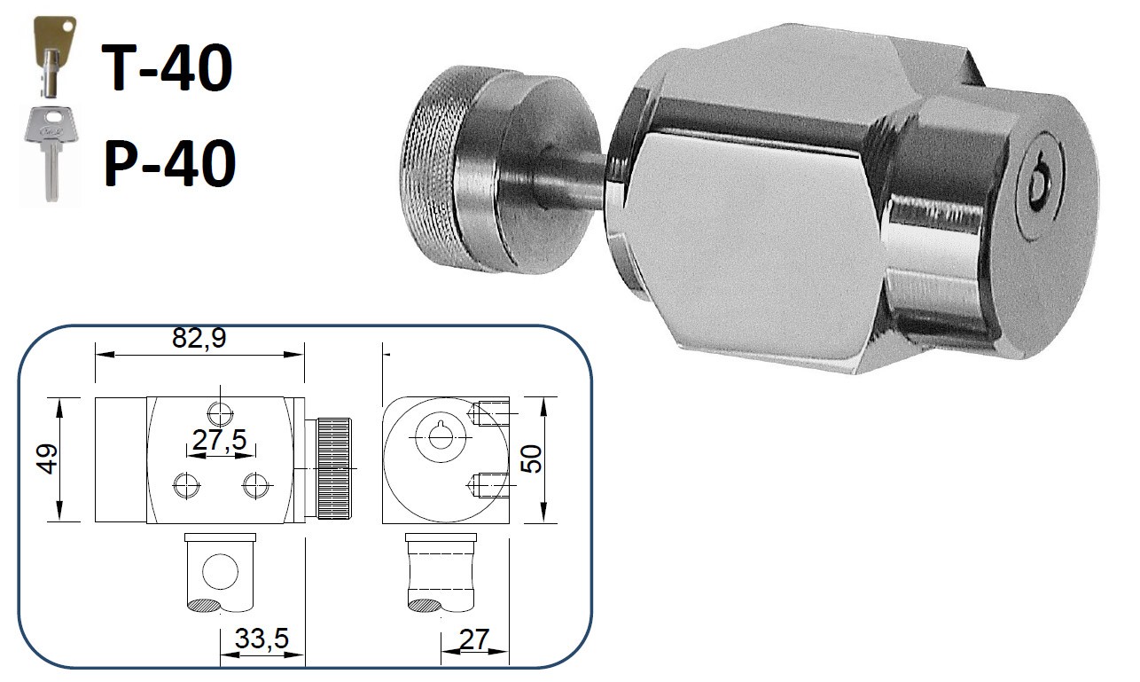 CIERRE LYF T-40 / P-40 PARA PUERTA METÁLICA ENROLLABLE