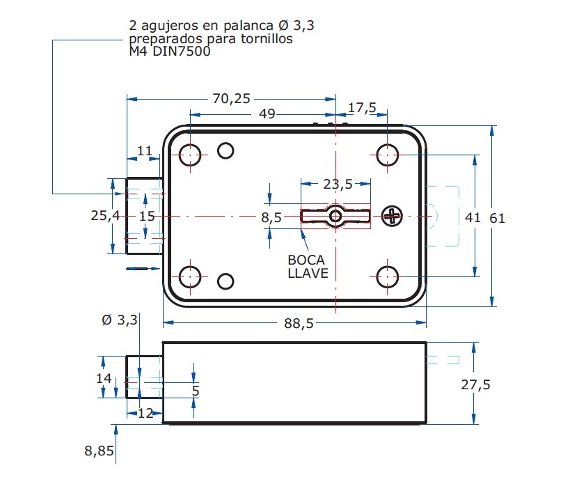 CERRADURA AGA 247 LLAVE 220MM EN 1300 B / VdS Class 2