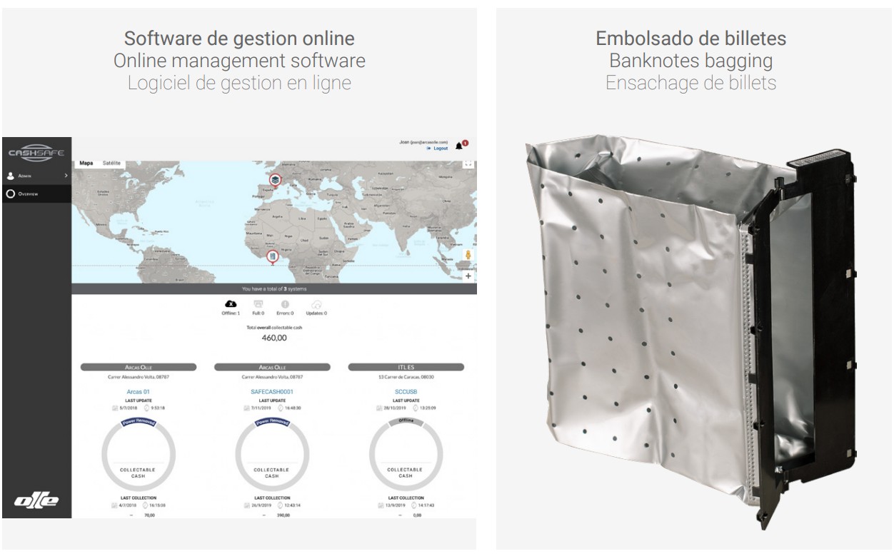 VALIDADOR / INGRESADOR OLLE CASHSAFE 2 ALTA SEGURIDAD 4 APLICACIÓN WEB Y BOLSA BILLETES DE VALIDADOR / INGRESADOR OLLE CASHSAFE 2