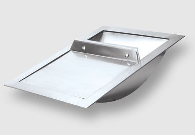 PASAMONEDAS CON TAPA / PASADOCUMENTOS PEQUEÑO PARA EMPOTRAR. FABRICADO EN ACERO INOXIDABLE