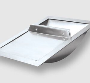 PASAMONEDAS CON TAPA / PASADOCUMENTOS MEDIANO PARA EMPOTRAR. FABRICADO EN ACERO INOXIDABLE