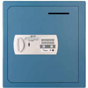Caja fuerte con buzón Olle S803LEL (llave + electrónica) sobreponer. Ranura de ingreso en puerta.