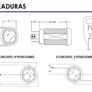 Cerraduras de llave P&C Industrias conmutadas. Llave tubular de seguridad. Conmutado con 1 o 2 circuitos y 3 4 posiciones