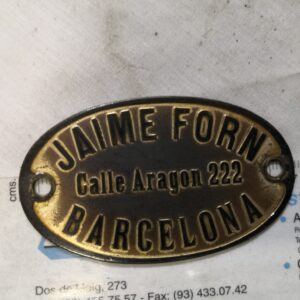 PLACA CAJA FUERTE  JAIME FORN