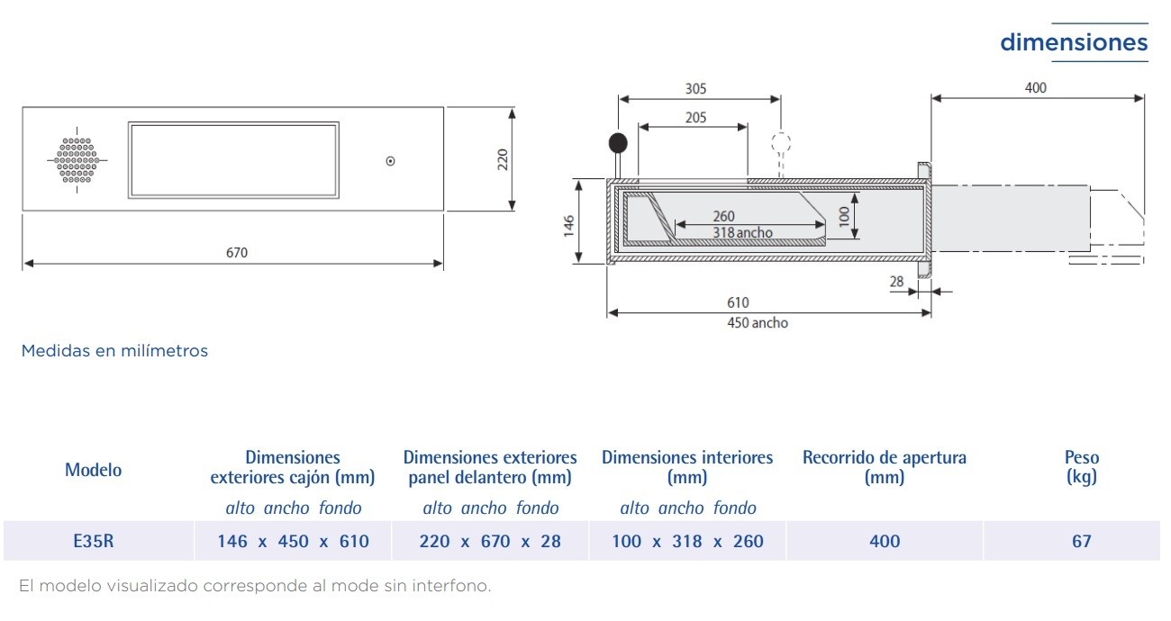 PASAPAQUETES E35RC BANDEJA CON INTERFONO PARA PAGOS EN AREAS DE VEHICULOS ANTIBALAS M3 DIN 52290