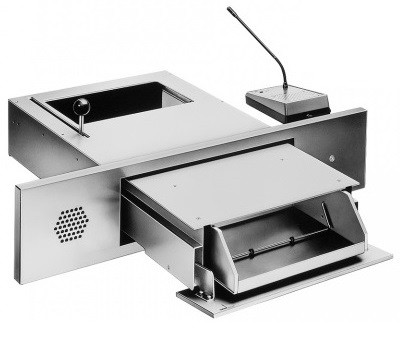 PASAPAQUETES E35RC BANDEJA CON INTERFONO PARA PAGOS EN AREAS DE VEHICULOS ANTIBALAS M3 DIN 52290