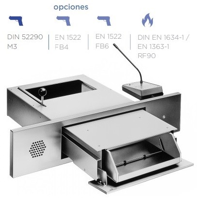 PASAPAQUETES E35RC BANDEJA CON INTERFONO HOMOLOGADO ANTIBALAS M3 DIN 52290